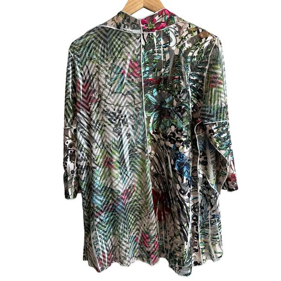 Ali Miles Sheer Open Front Boho 3/4 sleeve topper lightweight cardigan L - Picture 8 of 10